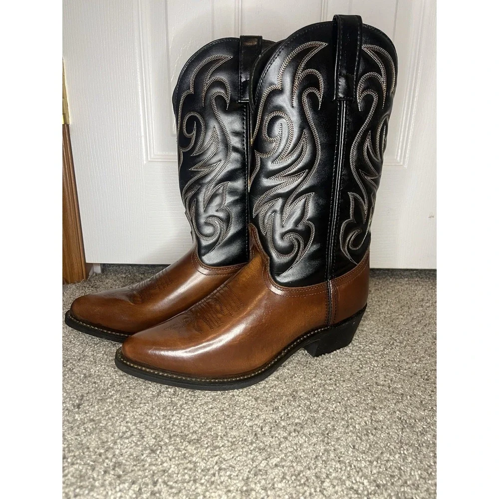 Laredo Boots‎ Nashville Western Cowboy Peanut Leather 28-2464 Mens Size 9.5D - Picture 3 of 6